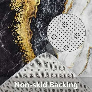 MitoVilla 4 Pcs Black Marble Shower Curtain Sets with Rugs, Black Grey Gold Modern Bathroom Accessories Decor with Bath Mats, Gray