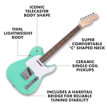 Fender Squier Debut Series Telecaster Electric Guitar - Beginner Friendly, Includes Free Lessons, 2-...