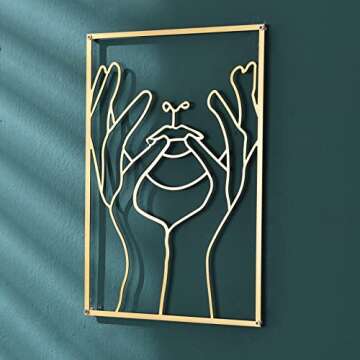 Gold Wall Decor Set of 3, Real Metal Wall Art, Modern Gold Room Decor, Abstract Single Line Art Female Body Minimalist Wall Decor for Bedroom, Home Wall Sculptures Accent Decor for Living Room and