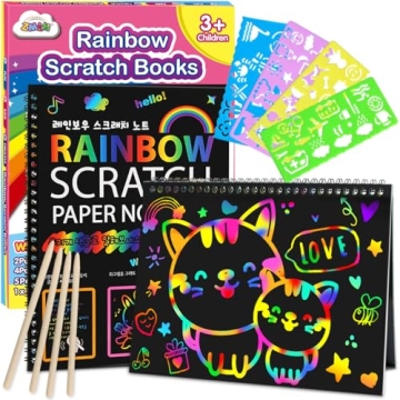 ZMLM Rainbow Scratch Art Notebooks Kids Creative Fun