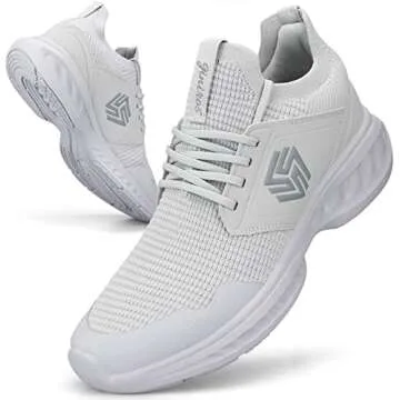 Giniros Mens Slip On Walking Shoes Non Slip Running Shoes Breathable Workout Shoes Lightweight Gym Sneakers Light Grey Size 9.5