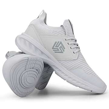 Giniros Mens Slip On Walking Shoes Non Slip Running Shoes Breathable Workout Shoes Lightweight Gym Sneakers Light Grey Size 9.5