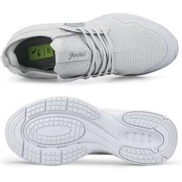 Giniros Mens Slip On Walking Shoes Non Slip Running Shoes Breathable Workout Shoes Lightweight Gym Sneakers Light Grey Size 9.5