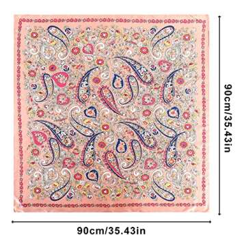 AWAYTR Head Scarf - Large Square Satin Scarf, Cashew(Pink), Women's Hair Wrap, 100% Polyester, Beach...