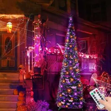 6 Ft Black Tinsel Tree with LED Lights and Remote Control