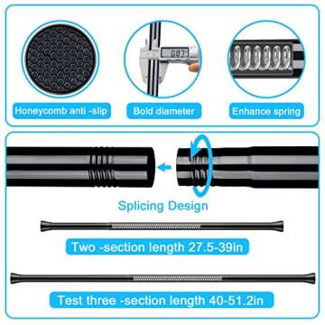 2PCS Black Tension Rods for Windows 28 to 48 Inch Small Curtain Rods 7/8" Diameter Tension Rod Sprin...