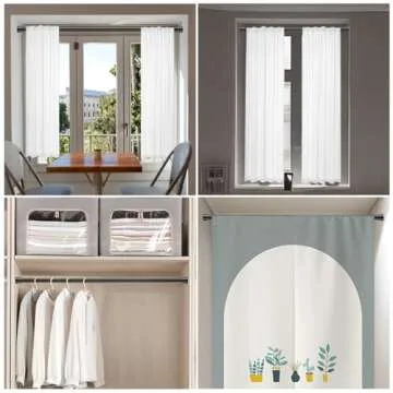 2PCS Black Tension Rods for Windows 28 to 48 Inch Small Curtain Rods 7/8" Diameter Tension Rod Spring Tension Curtain Rod Adjustable Curtain Rod Tension Rods Small No Drilling Rust-Free