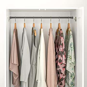 2PCS Black Tension Rods for Windows 28 to 48 Inch Small Curtain Rods 7/8" Diameter Tension Rod Spring Tension Curtain Rod Adjustable Curtain Rod Tension Rods Small No Drilling Rust-Free