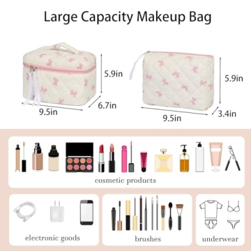 Hyfant Floral Cotton Makeup Bag Set for Women