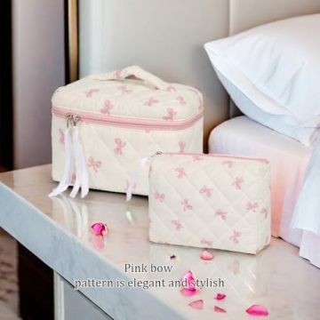 Hyfant Floral Cotton Makeup Bag Set for Women
