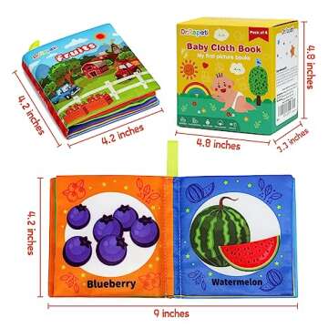 Dr.Rapeti Soft Cloth Books Baby Books Bath Books 6-Pack for Baby Infant Toddler Kids Crinkle Squeaky...