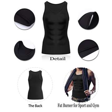 Men Waist Trainer Corset Vest Hot Neoprene Body Shaper Tank Top Sauna Suit Shirt No Zip Trimmer (M, Black Sauna Sweat Suits)