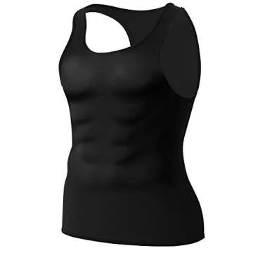 Men Waist Trainer Corset Vest Hot Neoprene Body Shaper Tank Top Sauna Suit Shirt No Zip Trimmer (M, Black Sauna Sweat Suits)
