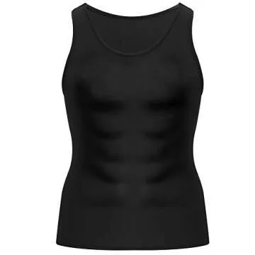 Men Waist Trainer Corset Vest Hot Neoprene Body Shaper Tank Top Sauna Suit Shirt No Zip Trimmer (M, Black Sauna Sweat Suits)