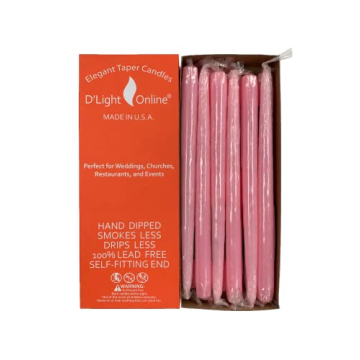Elegant Baby Pink Taper Candles Dripless Set of 12 for Occasions