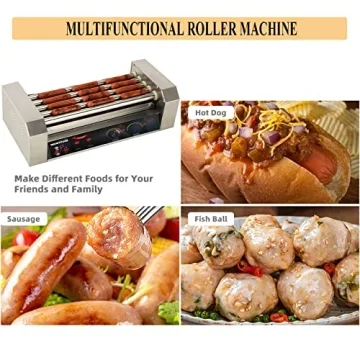 Electric Hot Dog Roller with 5 Stainless Steel Rollers
