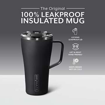 BrüMate Toddy 22oz 100% Leak Proof Insulated Coffee Mug with Handle & Lid - Stainless Steel Coffee ...