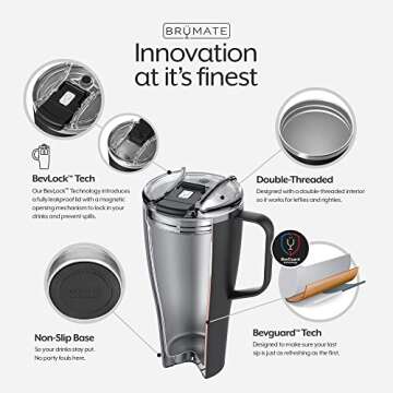 BrüMate Toddy 22oz 100% Leak Proof Insulated Coffee Mug with Handle & Lid - Stainless Steel Coffee Travel Mug - Double Walled Coffee Cup (Matte Black)