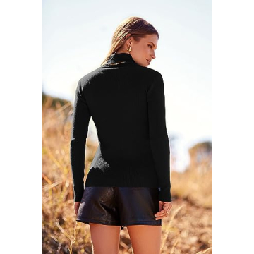 PRETTYGARDEN Women's Turtleneck Pullover Sweater in Black