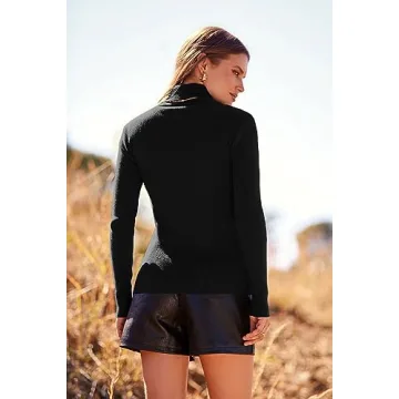 PRETTYGARDEN Women's Turtleneck Pullover Sweater in Black