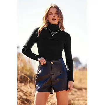 PRETTYGARDEN Women's Turtleneck Pullover Sweater in Black