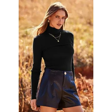 PRETTYGARDEN Women's Turtleneck Pullover Sweater in Black