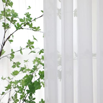 LONGTAI White Sheer Curtains - Elegant 108" Long Panels