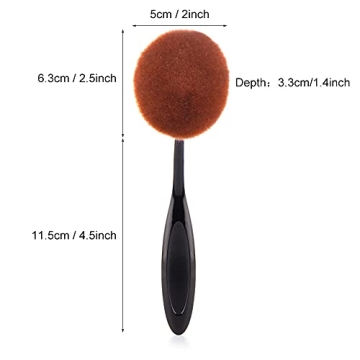 Yoseng Oval Foundation Brush Large Toothbrush makeup brushes Fast Flawless Application Liquid Cream Powder Foundation Sunscreen（All Black）