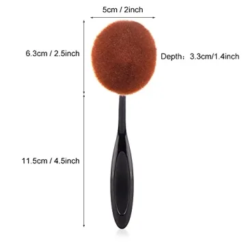 Yoseng Oval Foundation Brush Large Toothbrush makeup brushes Fast Flawless Application Liquid Cream Powder Foundation Sunscreen（All Black）