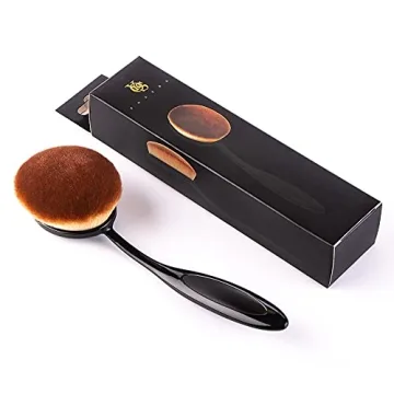 Yoseng Oval Foundation Brush Large Toothbrush makeup brushes Fast Flawless Application Liquid Cream Powder Foundation Sunscreen（All Black）