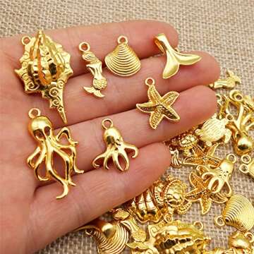 Julie Wang 100grams Gold Sea Ocean Beach Charms Pendants for Summer Jewelry Necklace Earrings Bracel...