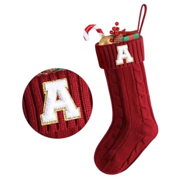 Honeysea Personalized Christmas Stockings - 19.68" Large Red Stockings for Family