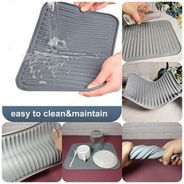 Hotsyang Silicone Trivets For Hot Pots and Pans Large, Trivets For Hot Dishes Modern, Trivets for Granite Countertops, Silicone Hot Pads For Kitchen, Silicone Hot Pads Pot Holders 9"X12"Grey Dark 3Pcs