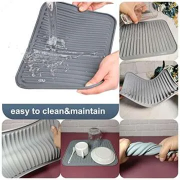 Hotsyang Silicone Trivets For Hot Pots and Pans Large, Trivets For Hot Dishes Modern, Trivets for Granite Countertops, Silicone Hot Pads For Kitchen, Silicone Hot Pads Pot Holders 9"X12"Grey Dark 3Pcs