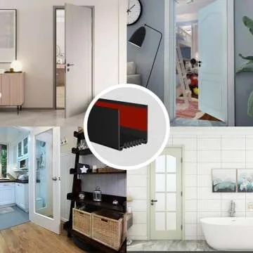 Weather Stripping Door Seal, 36” Length Cuttable Door Draft Stopper, Strong Adhesive Door Sweep for Exterior and Interior Doors (1, Black)