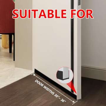 Weather Stripping Door Seal, 36” Length Cuttable Door Draft Stopper, Strong Adhesive Door Sweep for Exterior and Interior Doors (1, Black)