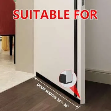 Weather Stripping Door Seal, 36” Length Cuttable Door Draft Stopper, Strong Adhesive Door Sweep for Exterior and Interior Doors (1, Black)