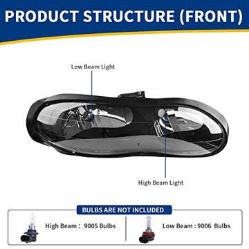 AUTOSAVER88 Headlight Assembly for 1998-2002 Chevy Camaro - Enhance Brightness & Style