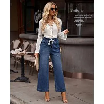 GRAPENT Women's High Waisted Baggy Jeans for Women Baggy Jeans for Women 90S Womens Wide Leg Jeans High Rise Wide Leg Jeans for Women Jeans for Women Baggy Color Lapis Loft Size 16 Size 18