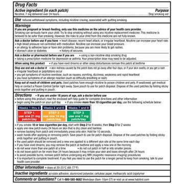 Habitrol Nicotine Transdermal System Patch - Stop Smoking Aid - Step 3 (7 mg) - 14 Patches, (2 Week ...