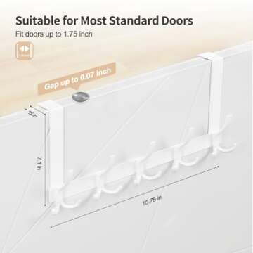 Optish Over The Door Hooks - Space-Saving Hanger for Coats, Bags, and Towels (White)