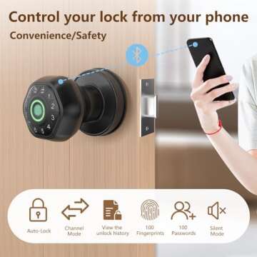 Fingerprint Door Lock- Smart Door knob,biometric Door Lock，with passcode keypad keyless Entry Door...