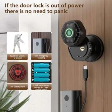 Fingerprint Door Lock- Smart Door knob,biometric Door Lock，with passcode keypad keyless Entry Door Handle，for Bedroom Home Hotel Office Apartment Smart Door Lock