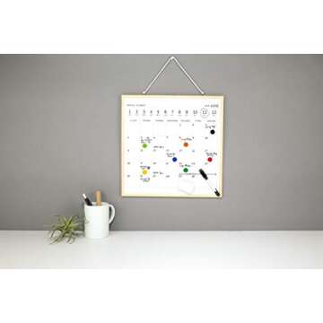 Kikkerland Portable Hanging Schedule White Board Monthly Calendar Planner Dry Erase Memo Organizer, 8.5" x 10.5"