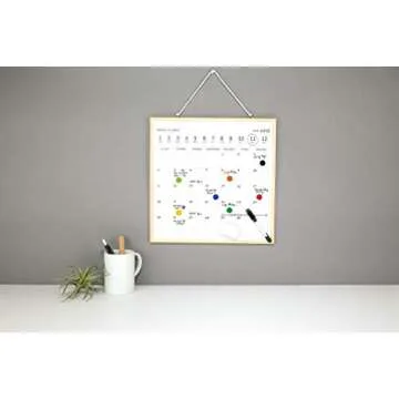Kikkerland Portable Hanging Schedule White Board Monthly Calendar Planner Dry Erase Memo Organizer, 8.5" x 10.5"