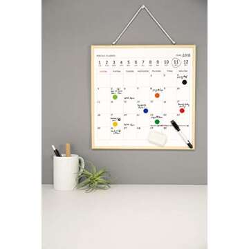 Kikkerland Portable Hanging Schedule White Board Monthly Calendar Planner Dry Erase Memo Organizer, 8.5" x 10.5"