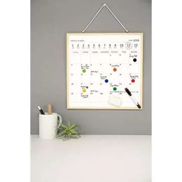 Kikkerland Portable Hanging Schedule White Board Monthly Calendar Planner Dry Erase Memo Organizer, 8.5" x 10.5"