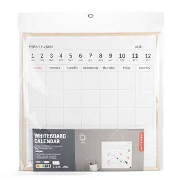 Kikkerland Portable Hanging Schedule White Board Monthly Calendar Planner Dry Erase Memo Organizer, 8.5" x 10.5"