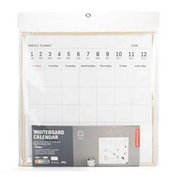Kikkerland Portable Hanging Schedule White Board Monthly Calendar Planner Dry Erase Memo Organizer, 8.5" x 10.5"
