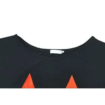 RJXDLT Women Halloween Sweatshirts Off Shoulder Pumpkin Print Long Sleeve Pullover Tops 97 Black L